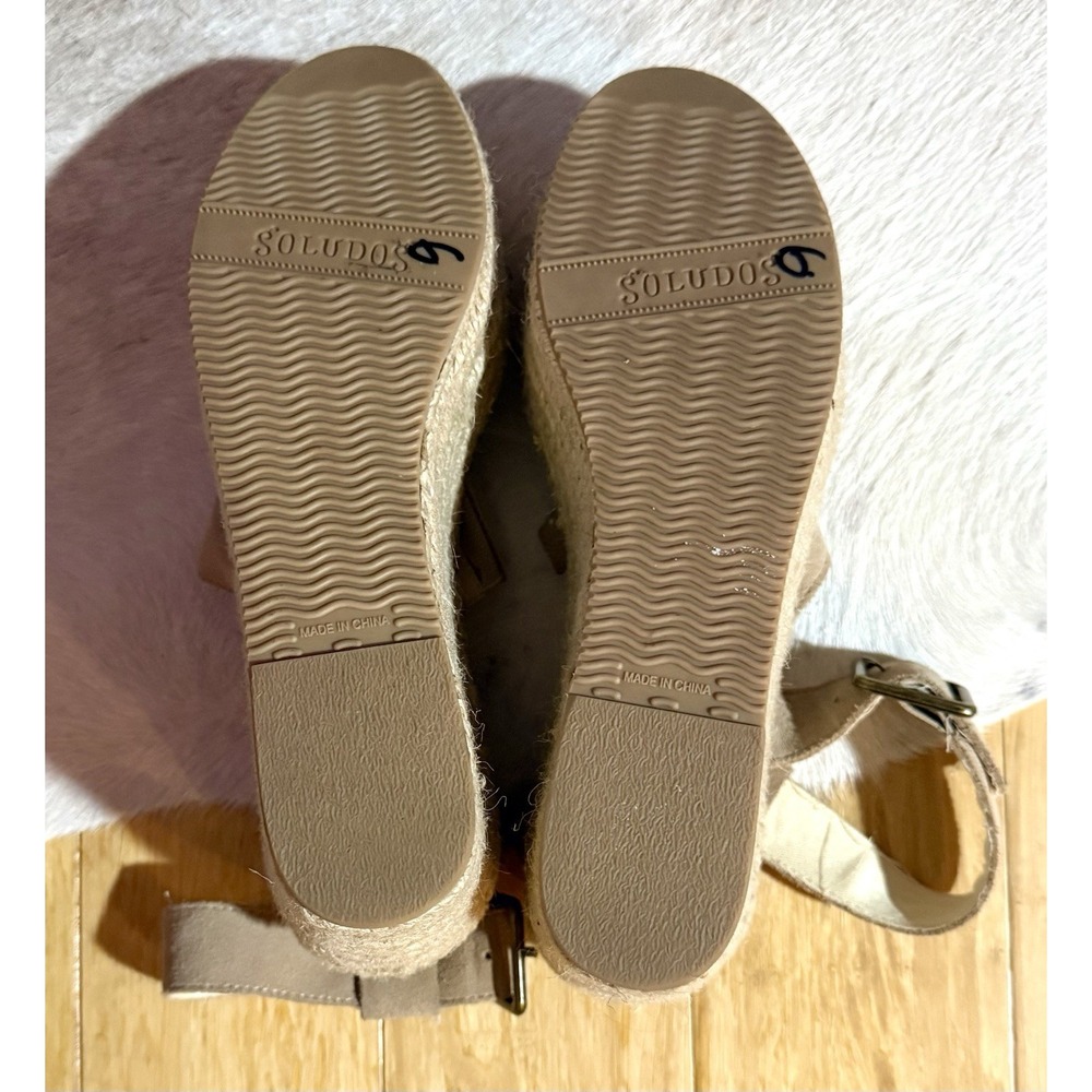 Soludos Palma Nude Beige Suede Leather Espadrille Platform Wedge Sandal Size 8.5 - Picture 10 of 10